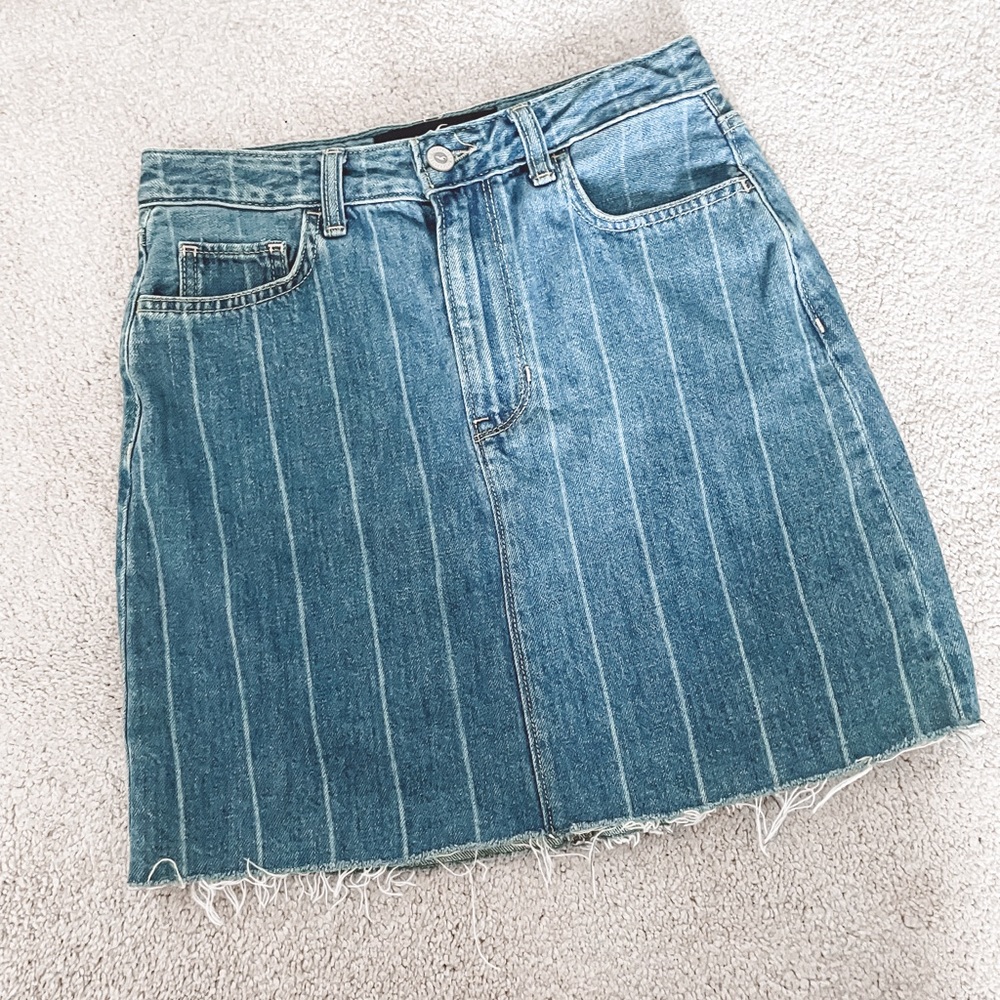 Hollister stripe ultra high-rise denim skirt